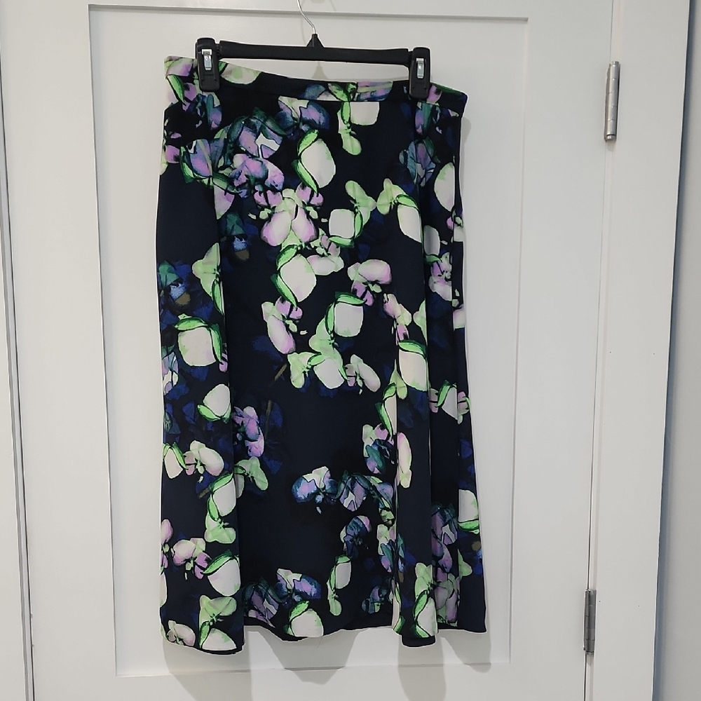 Floral Print Skirt - Black and Purple
